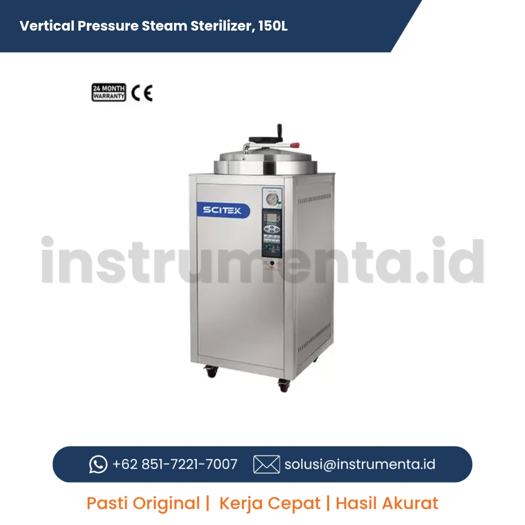 Official Supplier Vertical Pressure Steam Sterilizer Scitek ST-V150L Sterilisator Lab Vertikal Kapasitas Besar 150 Liter
